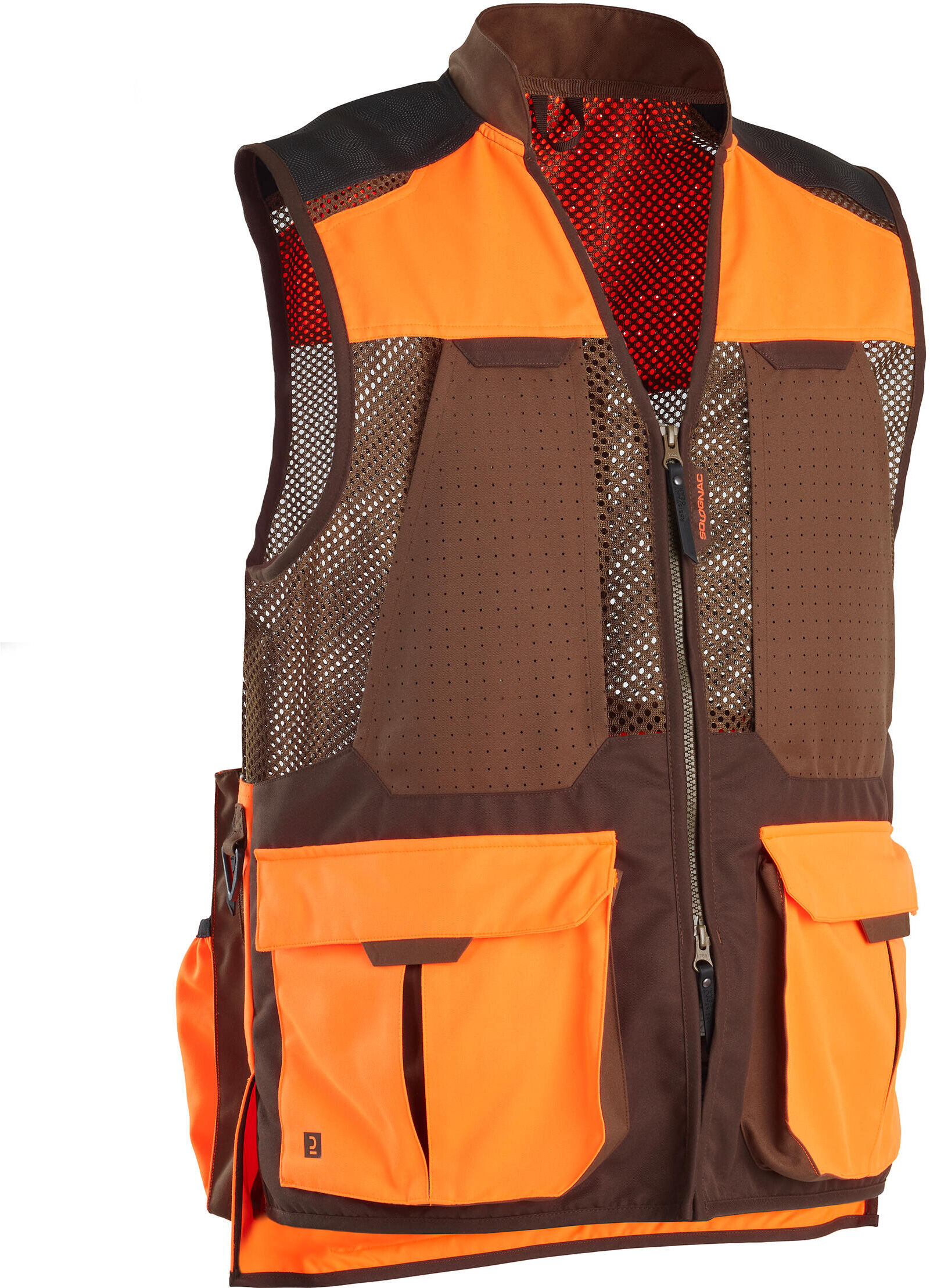 SOLOGNAC Decathlon - Gilet traspirante caccia 520 fluo/marrone -