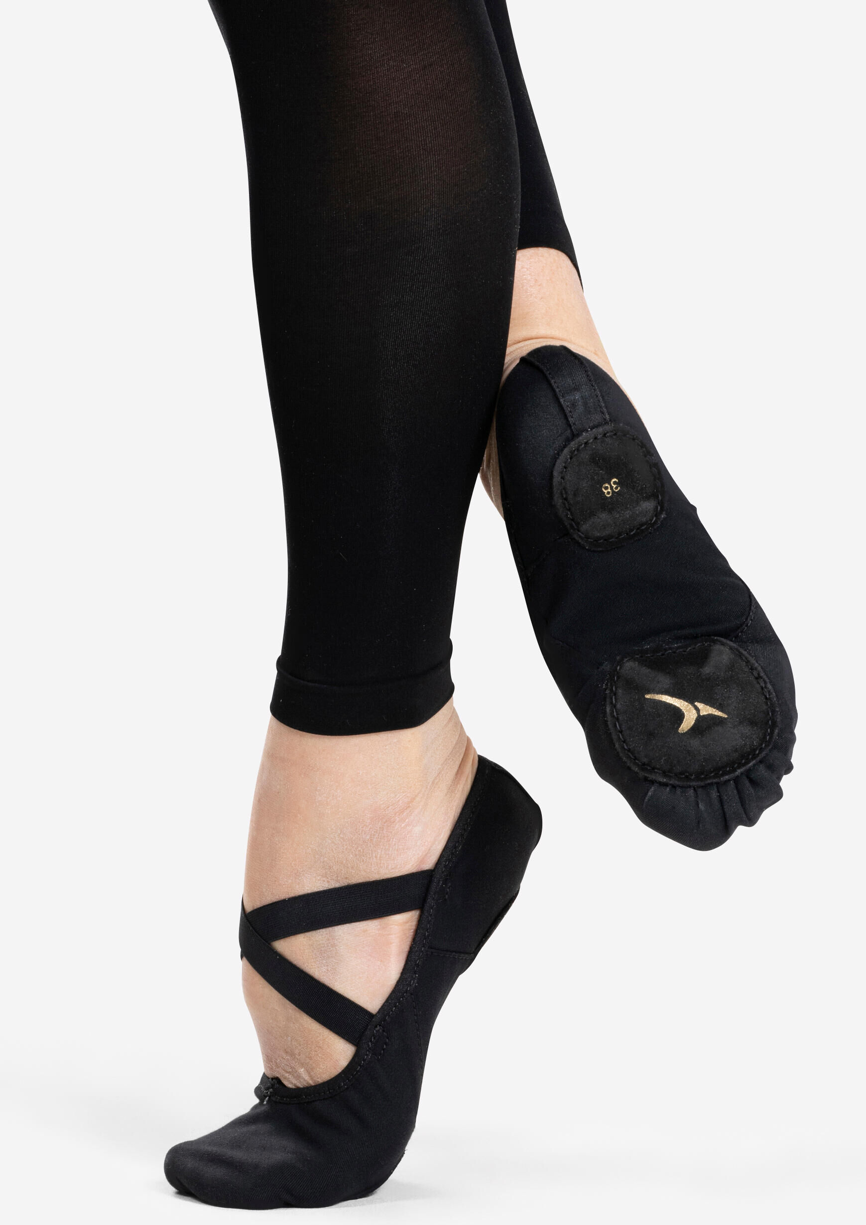 STAREVER Mezze-punte danza classica suola spezzata tela stretch nere 28-40