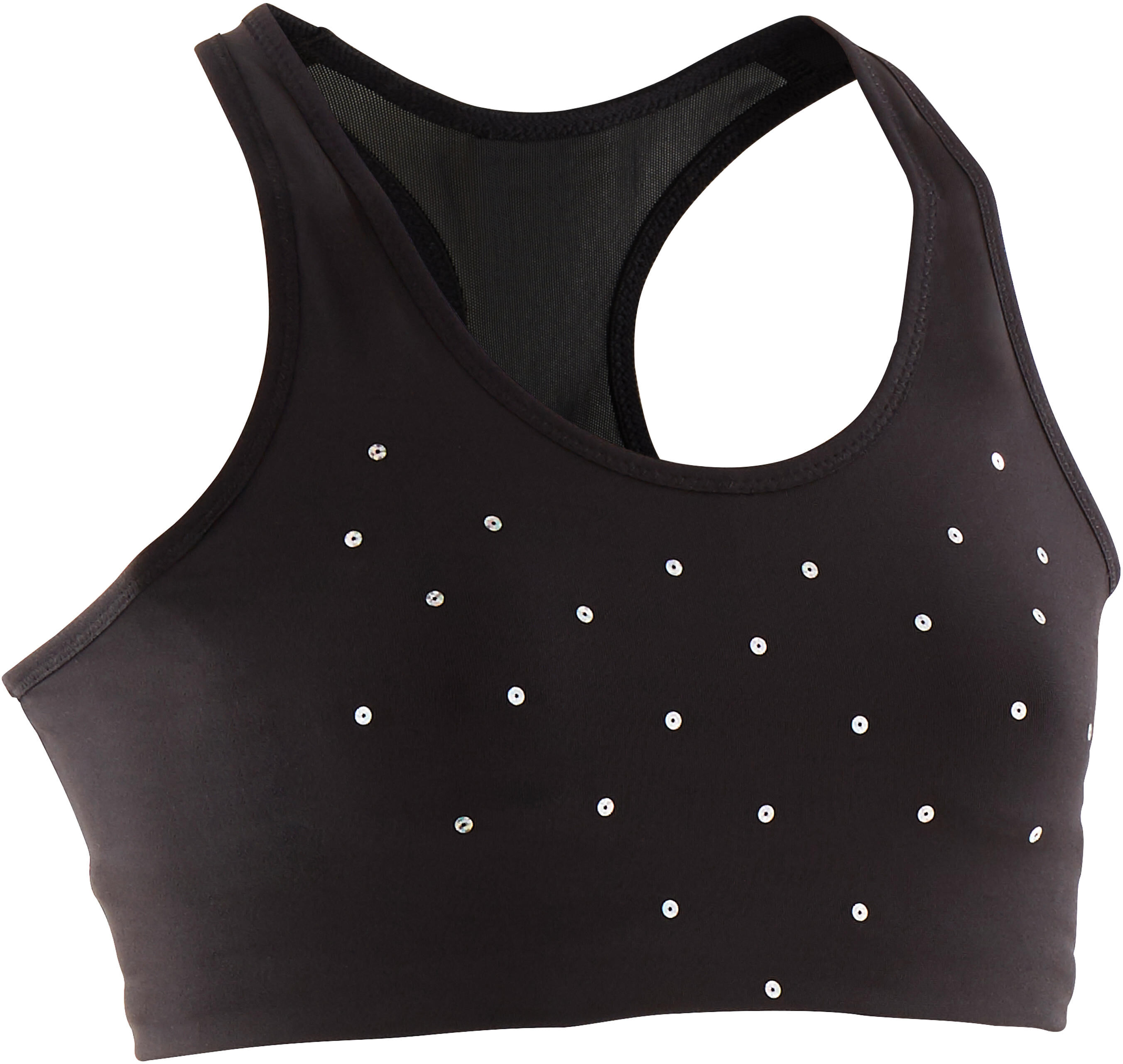 Domyos Top ginnastica artistica femminile nero con strass