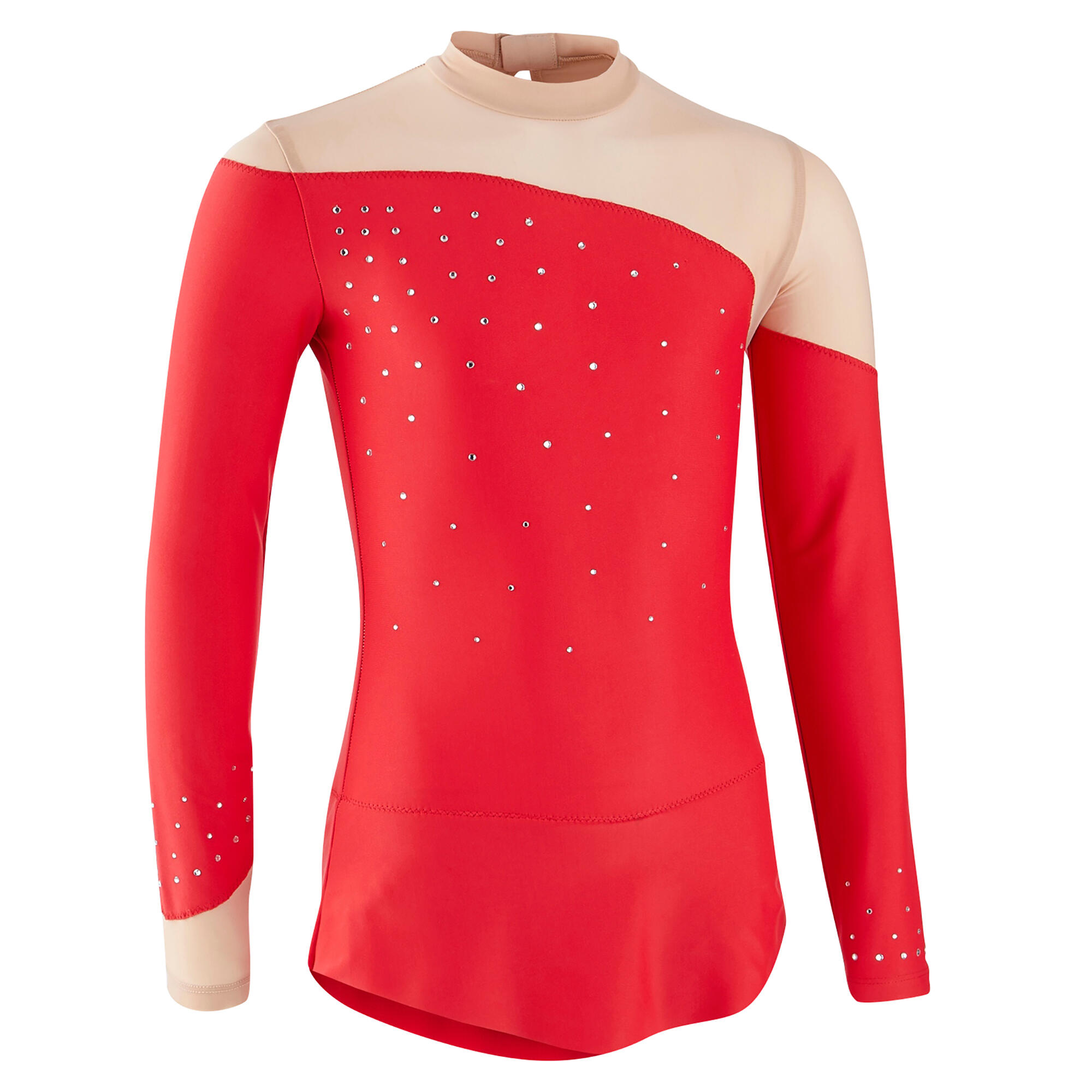 Domyos Body con gonnellino ginnastica ritmica rosso con strass