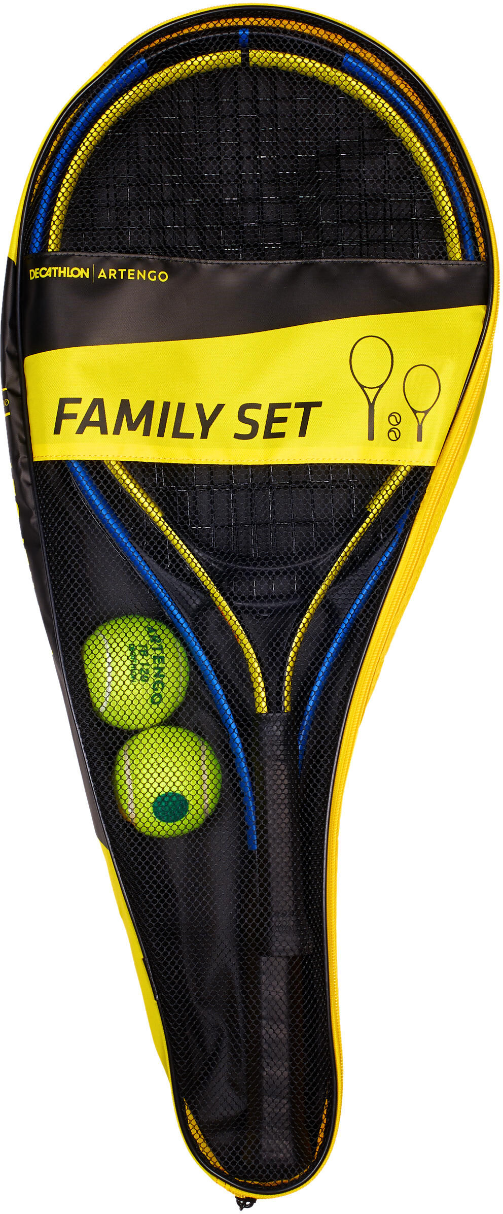 ARTENGO Kit tennis FAMILY DUO 2 racchette 2 palline 1 fodero