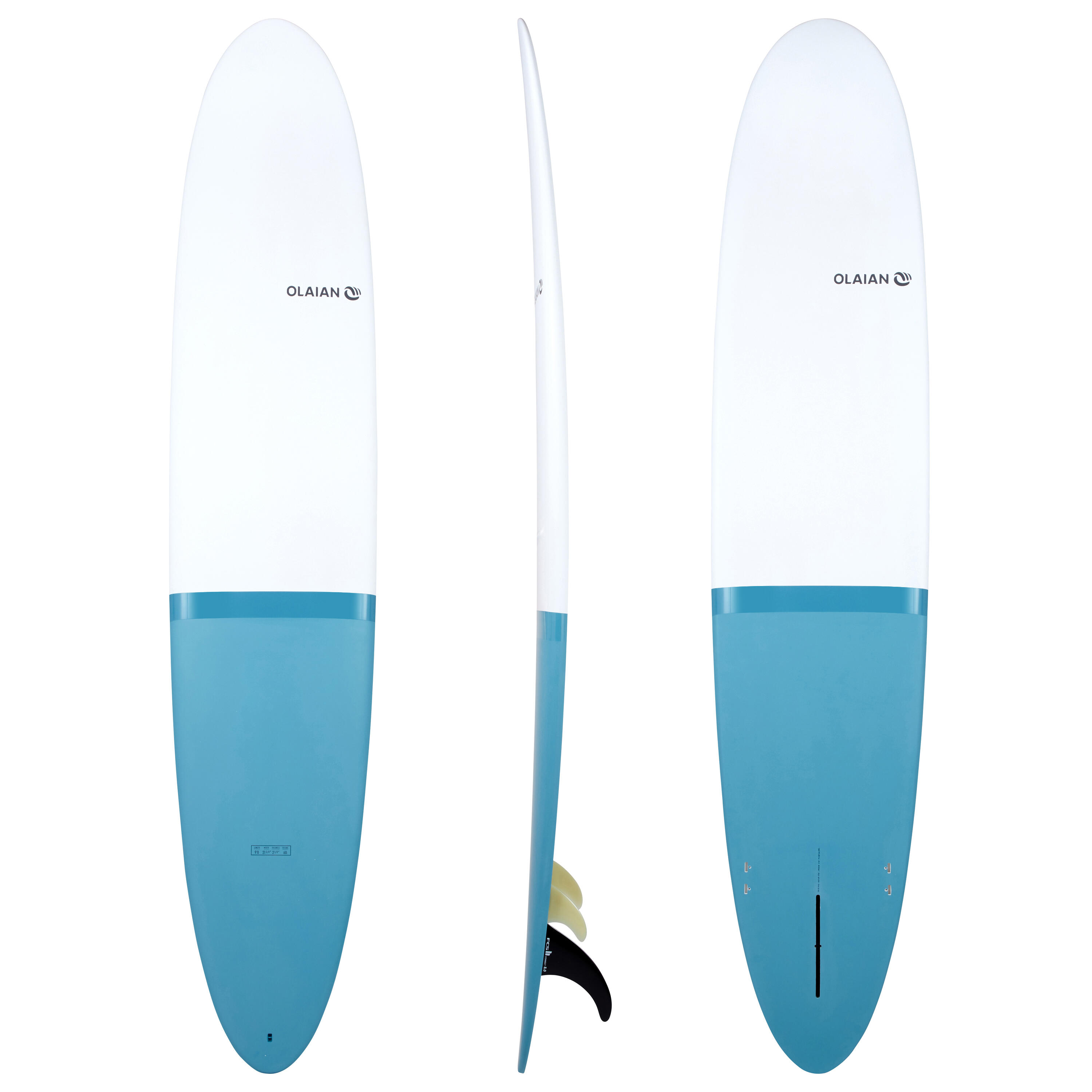 olaian decathlon - tavola surf in resina longboard 900 perf 9' 60l con 3 pinne -