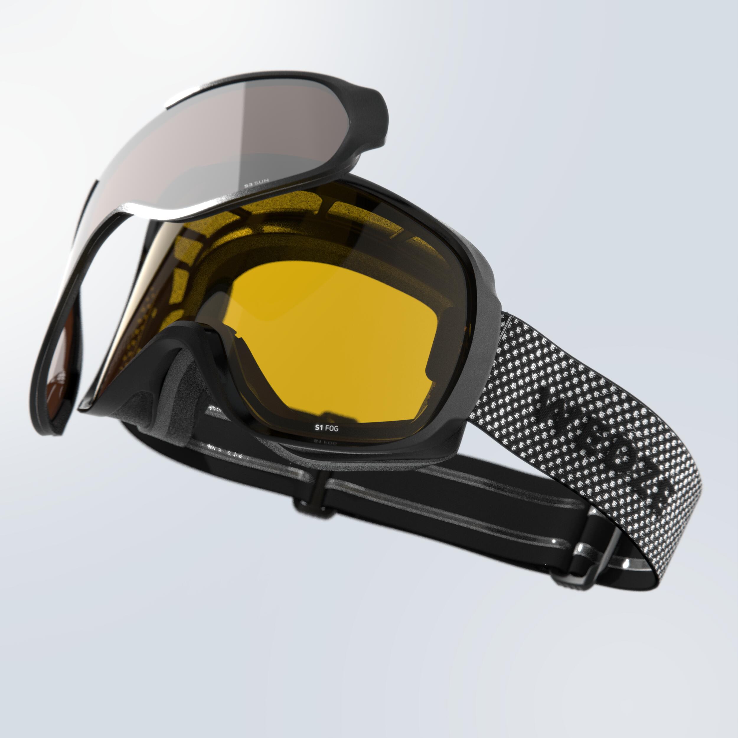 WEDZE Maschera sci e snowboard adulto e bambino G500 I - lente intercambiabile - grigia