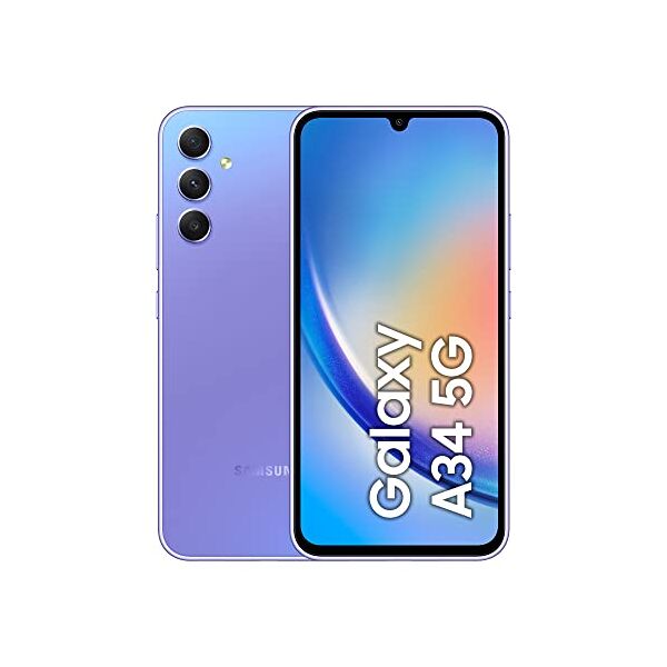 samsung galaxy a34 5g smartphone android, display fhd+ super amoled 6.6”, 6gb ram e 128gb di memoria interna espandibile, batteria 5.000 mah, awesome violet [versione italiana]
