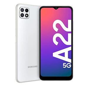 Samsung Galaxy A22 5G Smartphone 6,6 Pollici , Display Infinity-V FHD+, Telefono Cellulare Android 11, Tripla fotocamera posteriore, 4GB RAM e 64GB, Batteria 5.000 mAh, White [Versione Italiana] 2021