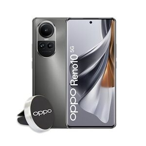 Oppo Reno10 Smartphone 5G, AI Tripla Fotocamera 64+32+8MP, Selfie 32MP, Display 6.7" 120HZ AMOLED, 5000mAh, RAM 8GB (Esp fino 16GB) + ROM 256GB, Supporto Auto, Versione Italia, Silvery Grey