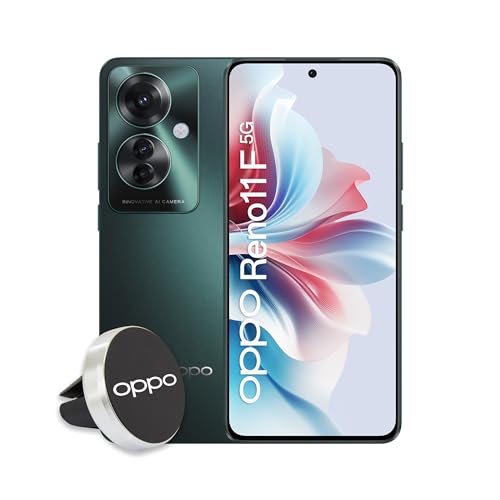 Oppo Reno11 F 5G Smartphone,Tripla fotocamera 64+8+2MP, Selfie 32MP, Display 6.7” 120HZ AMOLED FHD+, 5000mAh, RAM8(+4GB/6GB/8GB)+ROM256GB (esp2TB), Supporto Auto [Versione Italia], Palm Green