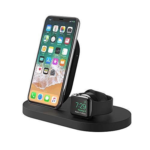 Belkin Boost Up Dock di Ricarica Wireless, Porta USB-A da 5 W/1 A, per iPhone 11, 11 Pro/Pro Max, XS/XS Max, XR, X, SE e Apple Watch 5, 4, 3, 2, 1, Airpods, Nero