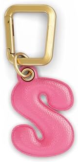 UNTAGS - Charm Lettera S - Materiale Effetto Pelle - Ciondolo per Smartphone, Portachiavi con Moschettone in Metallo Colore Oro Incluso - Rosa