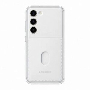 Samsung Frame Cover Custodia in silicone per Galaxy Galaxy S23, retro trasparente e retro portatessere inclusi, Bianco