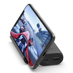 Belkin Batteria esterna per il gaming con supporto Boost Charge (power bank portatile 5K con supporto per smartphone, due porte a ricarica rapida USB-C e USB-A, colore nero)