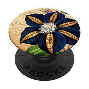 Antique Elegante fiore esotico blu e oro PopSockets PopGrip Intercambiabile