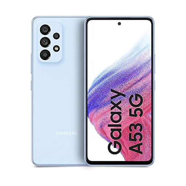 samsung galaxy a53 5g smartphone android, display infinity-o fhd+ super amoled 6.5”, 8gb ram e 256gb di memoria interna espandibile, batteria 5000 mah, awesome blue (versione italiana)