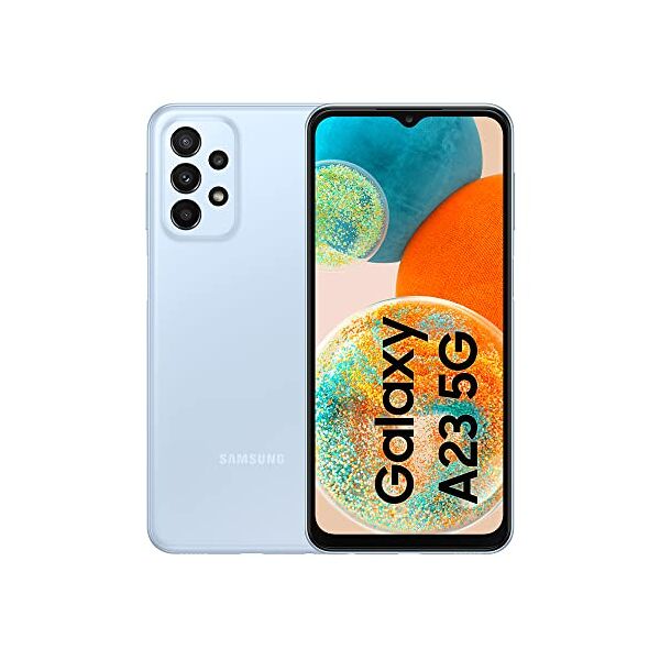 samsung smartphone galaxy a23 5g android 12, display infinity-v da 6,6» di memoria interna espandibile², batteria da 5000 mah³, awesome blue, 4 gb di ram e 128 gb, (versione italiana)