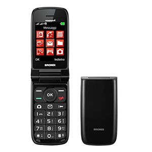 Brondi Magnum 4 Telefono Cellulare Maxi Display, Tastiera Fisica Retroilluminata, Dual Sim, 1.3 MP, Li-ion 800 mAh, Flip Attivo, Nero
