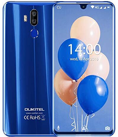 OUKITEL K9, Smartphone FHD Plus da 7.12 pollici, Doppia fotocamera flash LED DSDV 4G LTE SIM gratuita, 2 slot, USB Tipo C Global Band Fast Charge (4 GB di RAM + 64 GB di ROM) (Blu)