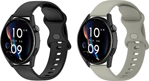 Moorovgi Cinturino Compatibile con Amazfit GTR 3/Amazfit GTR3 Pro,Braccialetti in Silicone Di Ricambio per Amazfit GTR3/Amazfit GTR 3 Pro/Amazfit GTR/Amazfit GTR 47MM (Nero&Grigio)