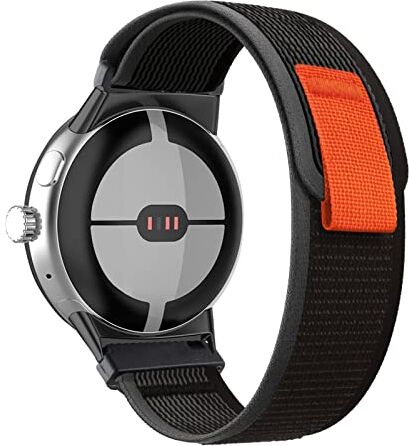 ZoRoll Cinturino Compatibile con Google Pixel Watch 2 / Google Pixel Watch, Elastico Nylon Cinghie di Ricambio Compatibile con Google Pixel Watch 2 / Google Pixel Watch - Nero&Grigio