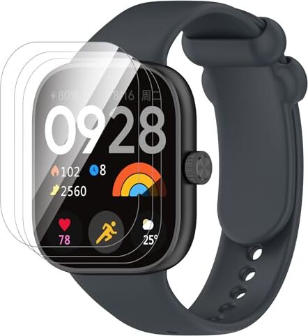 GIOPUEY Cinturini Compatibile con Redmi Watch 4, [2 in 1] TPU Silicone Cinturino + 3 Pezzi Pellicola Protettiva, [Resistente all'Usura] [Traspirante] - Dark Grey