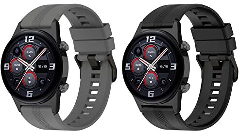 Keweni Cinturino in Silicone Compatibile con Honor Watch GS 3/Xiaomi Mi Watch/Xiaomi Watch S1/Huawei Watch GT 2/Huawei Watch GT 2 Pro/Amazfit GTR/Amazfit GTR 2 (Nero&Grigio)