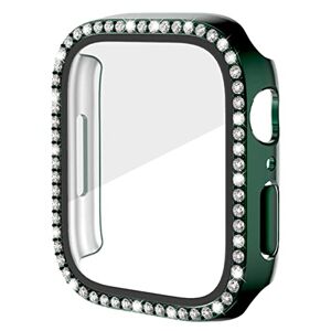 Miimall Compatibile con Apple Watch Series 3/2/1, 38 mm, con pellicola protettiva in vetro temperato, con strass, in policarbonato, antigraffio, per iWatch da 38 mm, colore verde