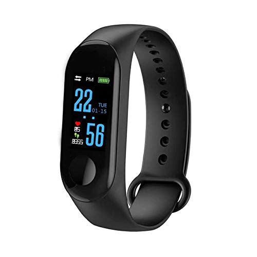 Triamisu M3 Smart Bracelet Color Screen IP68 Waterproof Heart Rate Blood Pressure Monitor Replaceable Watch For Android IOS - Black