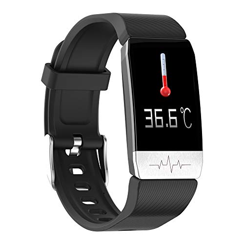 Dewanxin-3C T1 Smart Band, Smartwatch Misurazione della Temperatura, ECG Fitness Tracker, Heart Rate Monitor Pressione sanguigna Ossigeno Sleep Health Monitoring Pedometro Watch IP67 Impermeabile (Nero)