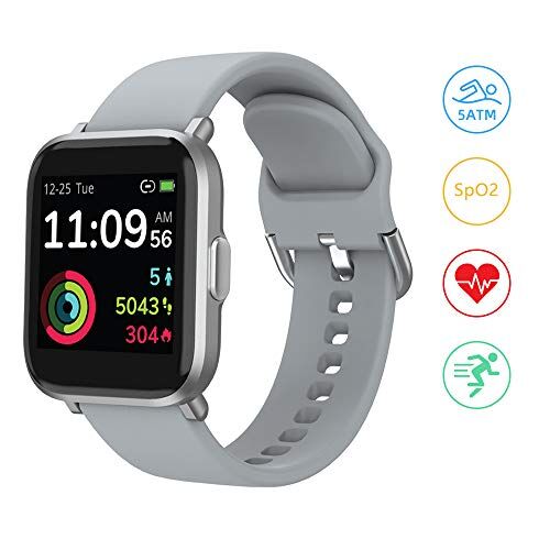 YONMIG Smartwatch, YONMIG Orologio Fitness Uomo Donna, Smart Watch Touch con Saturimetro(SpO2)/Cardiofrequenzimetro da Polso, Fitness Tracker Sportivo Impermeabile 5ATM Bambini Cronometro per Android iOS