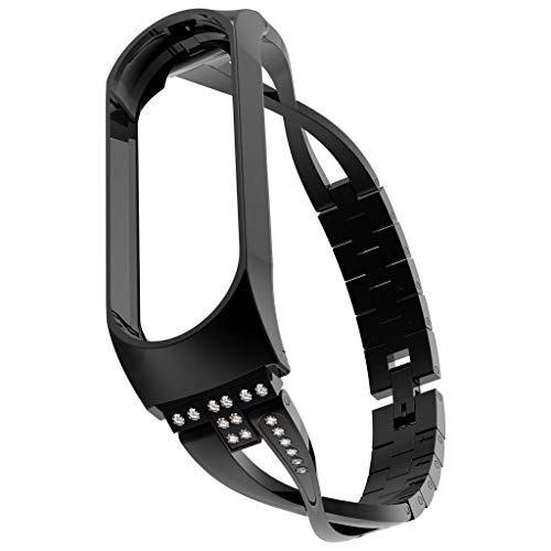 MinusK Quick Release Cinturino di Ricambio per Orologio Unisex, Elegante e Bello Bracciale in Acciaio Inox Diamante Smart Watch Band Strap per Xiaomi Mi Band 4