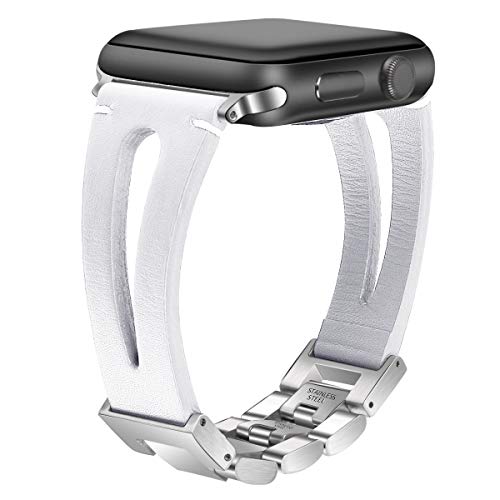 Blu Eminence Cinturino in Pelle Compatibile con Apple Watch Band 40 mm/38 mm, Sottile, Elegante, Cinturino di Ricambio da Donna per iWatch Serie 4/3/2/1, Design con Fessure Traspiranti