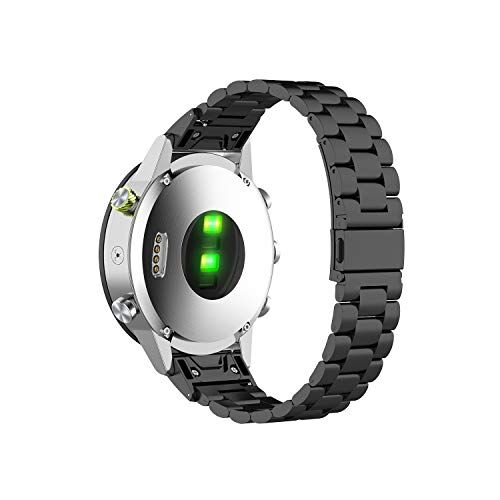 Yikamosi Compatible with Garmin Fenix 6X Band, Stainless Steel Metal Quick Fit Replacement Smart Watch Bracelet Strap Bands for Garmin Fenix 6X/Fenix 5X/Fenix 5XPlus(Black)