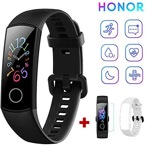 Honor Band 5-0,95" Schermo AMOLED Fitness Tracker con Cinturino e Pellicola Protettiva Set, Nero [Versione Globale]