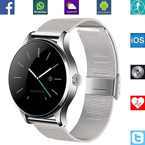 BANAUS B4S B4 Smart Watch Smartwtach with Bluetooth 4.0 Heart Rate Monitor for iPhone 6/6S/7/7S/8/8S/X/Xr/XS/Max/Samsung S6/S7/S8/S9/Note5/Note6/Note7/Note8 (Silver)