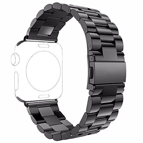 PUGO TOP Cinturino Replacement for Apple Watch Series 4 3 2 1, Cinturino in Acciaio Wrist Band per Apple Watch -Nero 42mm/44mm