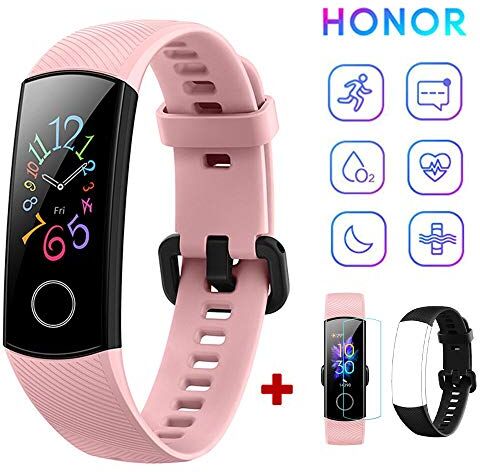 Honor Band 5-0,95" Schermo AMOLED Fitness Tracker con Cinturino e Pellicola Protettiva Set, Rosa [Versione Globale]