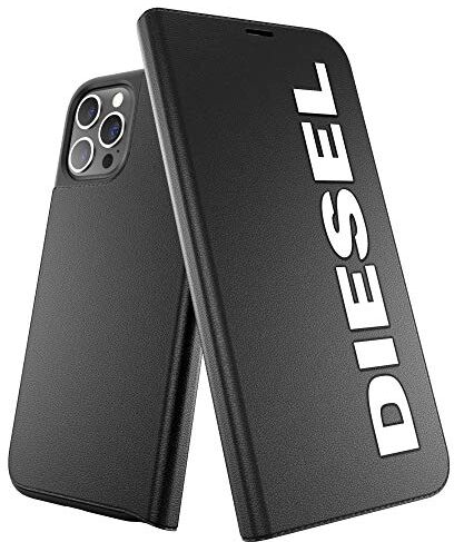 Diesel Progettata per iPhone 12 Pro Max 6.7, custodia a libro, protezione antiurto e testata a prova di drop con bordi rialzati, colore: nero/bianco