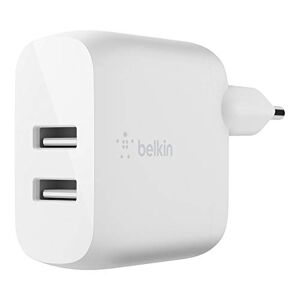 Belkin Doppio caricabatteria da parete USB-A da 24 W Boost Charge (per iPhone 14, 14 Plus, 14 Pro, 14 Pro Max, iPhone 13, iPhone 12, Samsung Galaxy S23, S23+, S22, Pixel e altri)