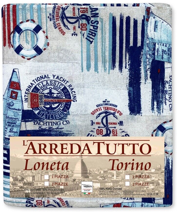 TELO ARREDO copritutto GRAN FOULARD COPRILETTO copridivano TESSUTO LONETA mare MARINO VELA BLU