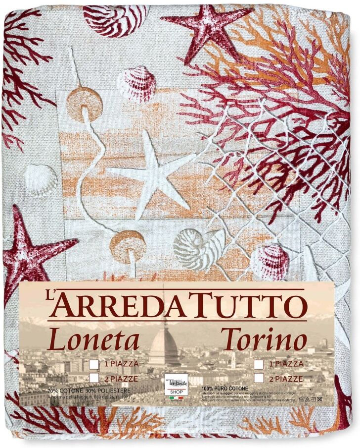 TELO ARREDO copritutto GRAN FOULARD COPRILETTO copridivano TESSUTO DORY MARE MARINO coralli ROSSO