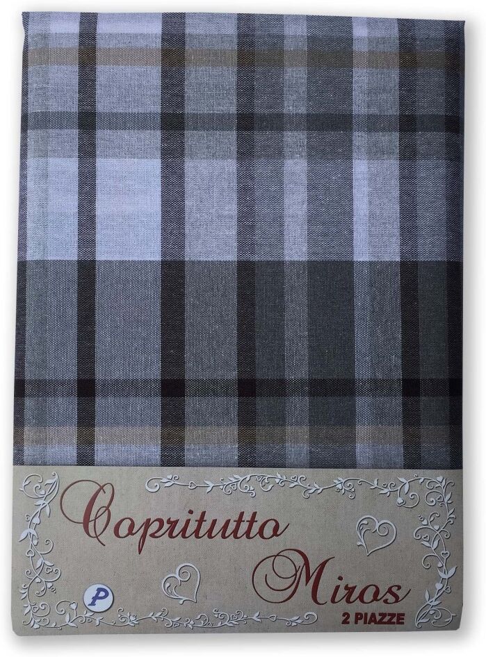 TELO ARREDO COPRITUTTO GRAN FOULARD COPRILETTO COPRIDIVANO TESSUTO MIROS SCOZZESE GRIGIO