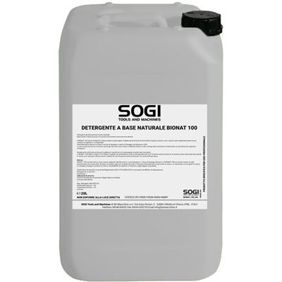 Detergente sgrassante SOGI BIONAT 100 - sostenibile, naturale e potente - per uso manuale o in vasche - tanica da 20 L Detergente sgrassante SOGI BIONAT 100 - sostenibile, naturale e potente - per uso manuale o in vasche - tanica da 20 L