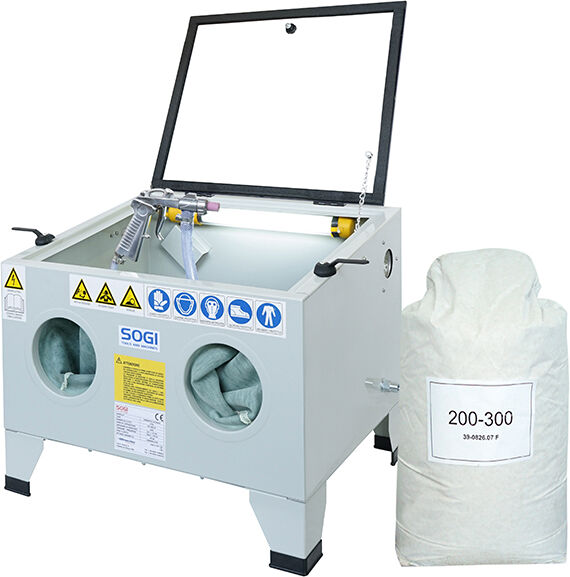 Sabbiatrice SOGI S-56 da banco + sacco 25 kg di microsfere in vetro grana 200/300