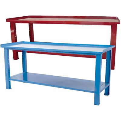 Banco da lavoro SOGI 2 metri con piano in acciaio portata 1000 kg - blu/rosso Banco da lavoro SOGI 2 metri con piano in acciaio portata 1000 kg - blu/rosso