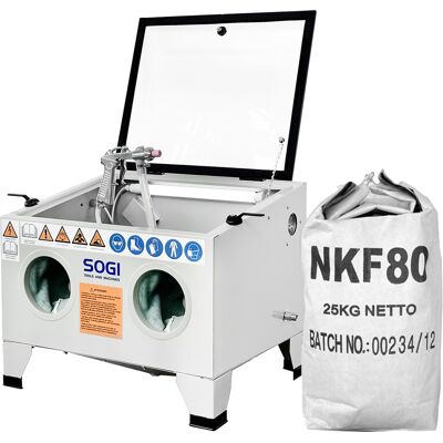 Sabbiatrice SOGI S-56 da banco + sacco 25 kg di corindone grana 80 allumina Sabbiatrice SOGI S-56 da banco + sacco 25 kg di corindone grana 80 allumina