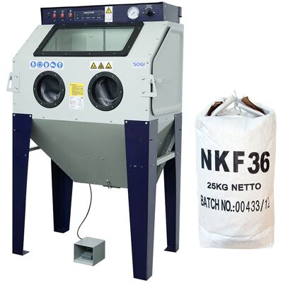 Sabbiatrice SOGI S-100 cabina di sabbiatura + sacco 25 kg di corindone grana 36 allumina Sabbiatrice SOGI S-100 cabina di sabbiatura + sacco 25 kg di corindone grana 36 allumina