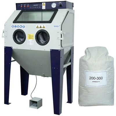 Sabbiatrice SOGI S-100 cabina di sabbiatura + sacco 25 kg di microsfere in vetro grana 200/300 Sabbiatrice SOGI S-100 cabina di sabbiatura + sacco 25 kg di microsfere in vetro grana 200/300