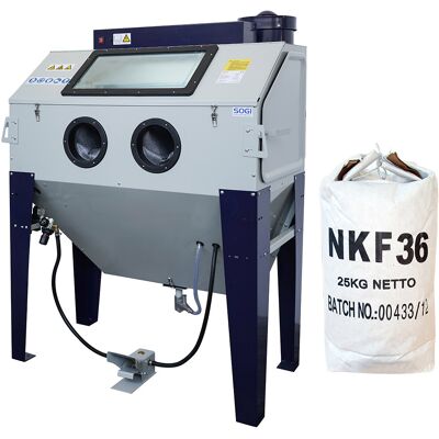 Sabbiatrice SOGI S-120 cabina di sabbiatura + sacco 25 kg di corindone grana 36 allumina Sabbiatrice SOGI S-120 cabina di sabbiatura + sacco 25 kg di corindone grana 36 allumina