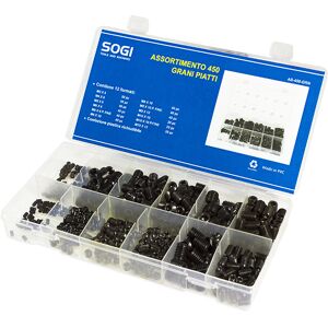 ASSORTIMENTO SET SERIE DI 450 GRANI PIATTI ACCIAIO DA M3 A M10 SOGI AS-450-GRN