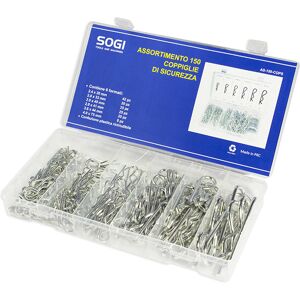 ASSORTIMENTO SET SERIE DI 150 COPPIGLIE DI SICUREZZA PERNI FERMI SOGI AS-150-COP ACCIAIO