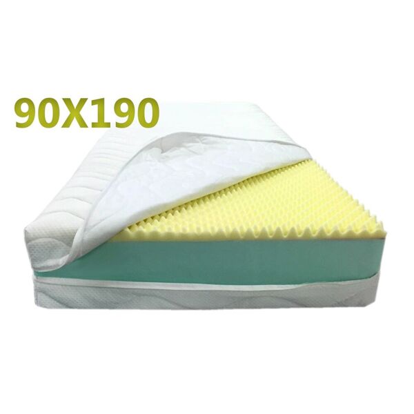 dinaflex® materasso sottocosto memory 90x190 marte aloe vera luxus alto 25 cm due strati, forma a cuspidi massaggianti,